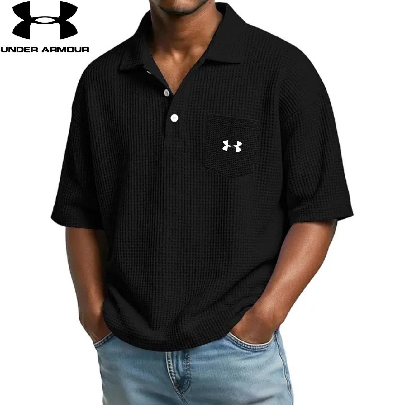 Texturerad Kortärmad Polo || Utförsäljning