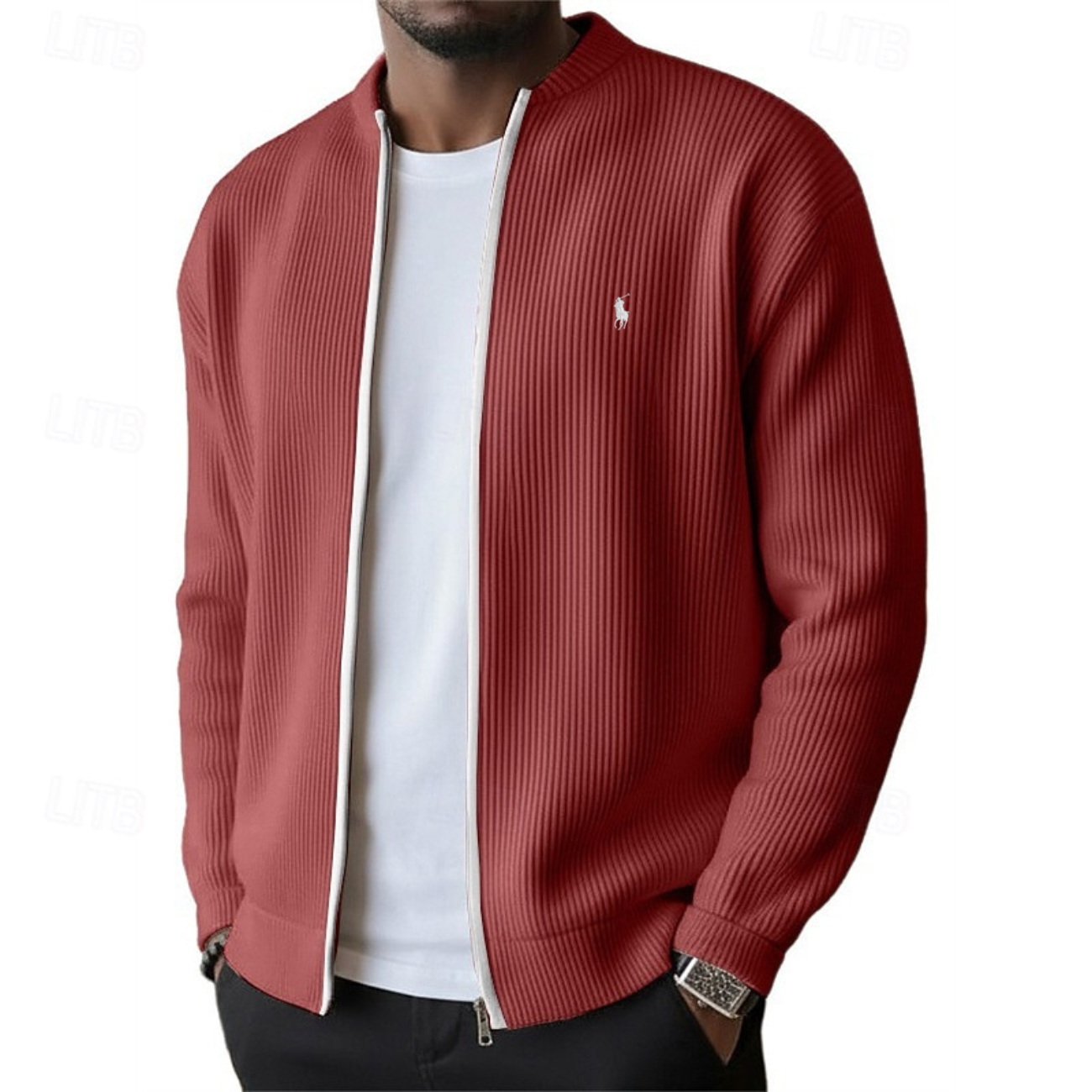 2026 Herrens Ribbade Zip-Up Tröja - Utförsäljning