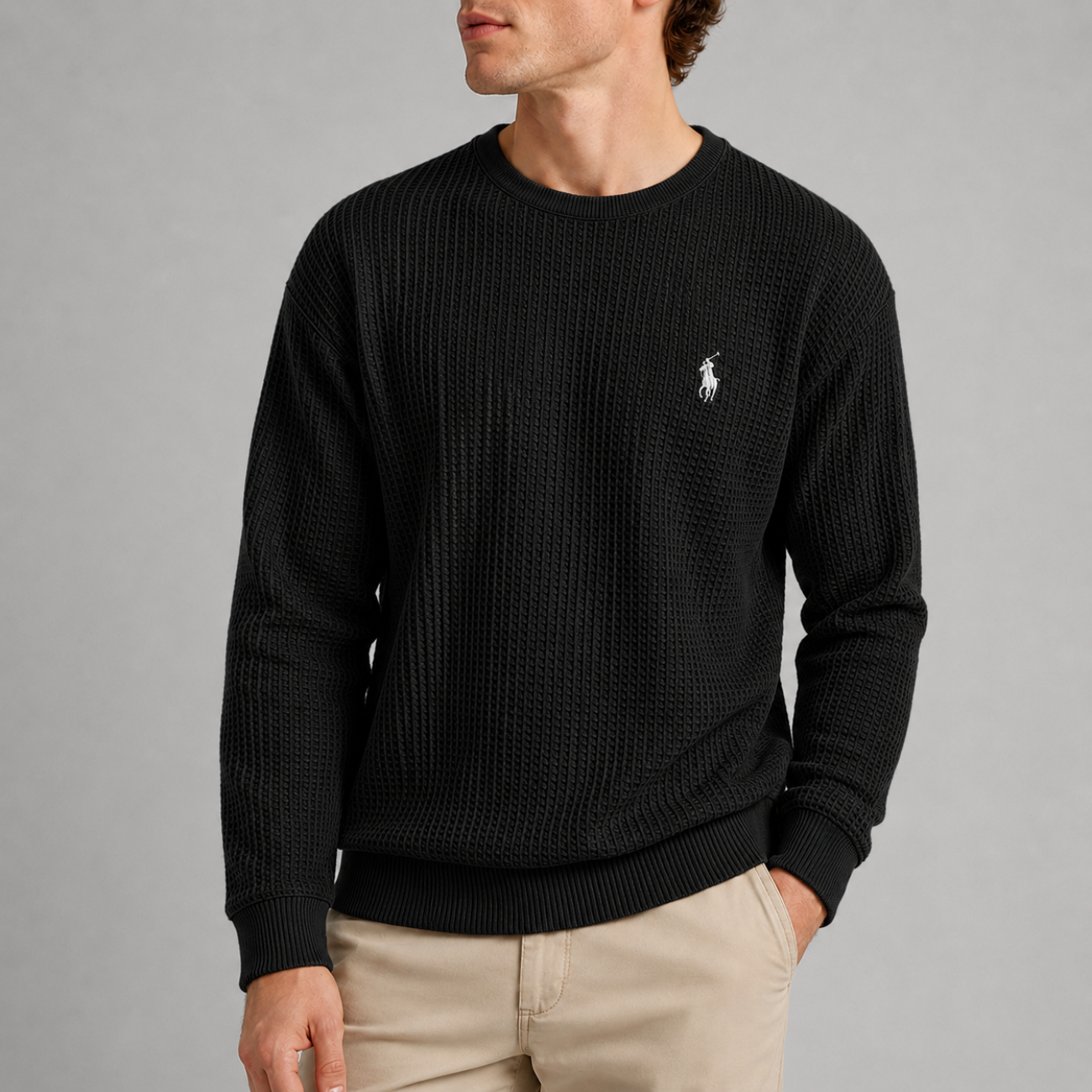 Waffle-Knit Crewneck - Utförsäljning