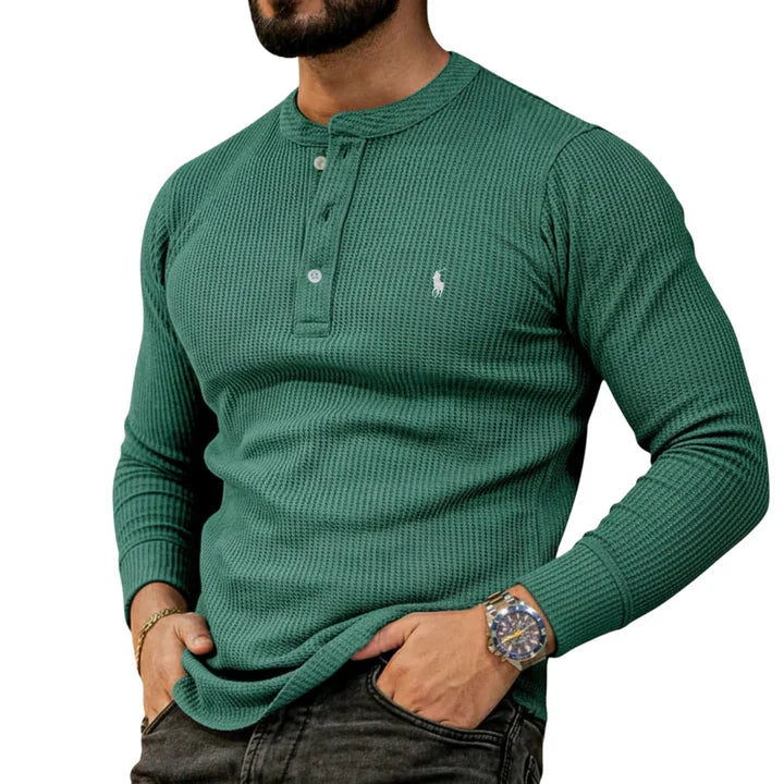 Casual Henley Långärmad Tröja - REA UTGÅENDE VAROR