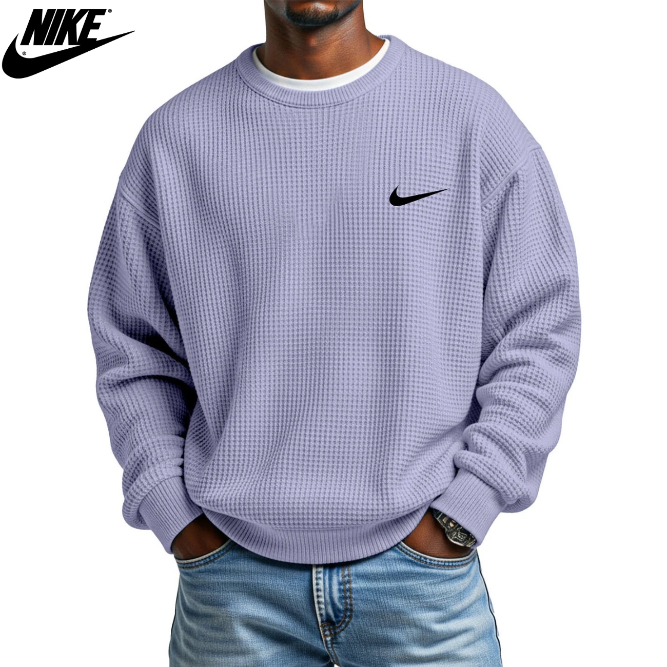 2026 Stickad Crewneck Sweatshirt – Utförsäljning