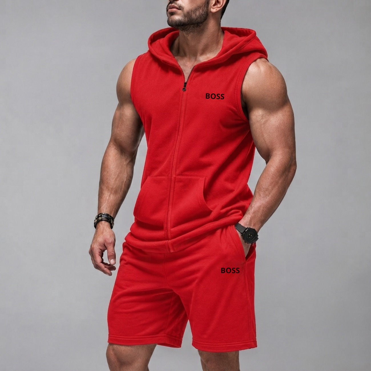Ärmlös Hoodie & Shorts Set - Utförsäljning