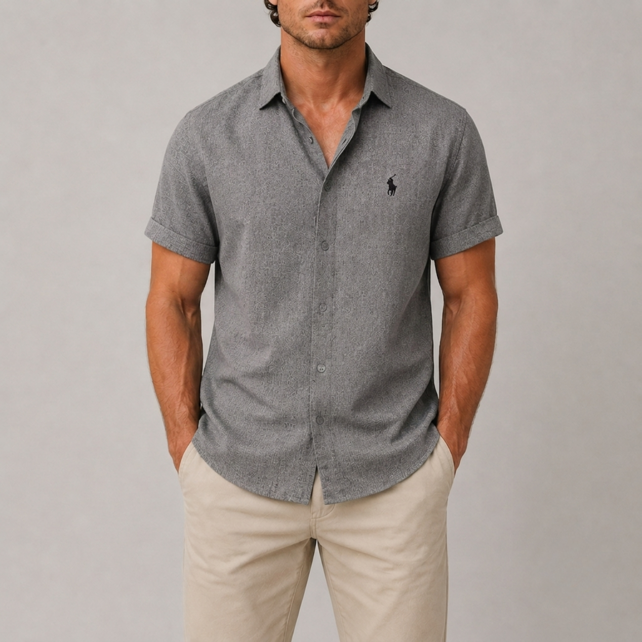 Texturerad kortärmad skjorta - Utförsäljning