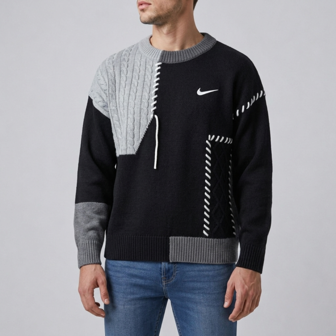 Casual Patchwork Tröja - Utförsäljning