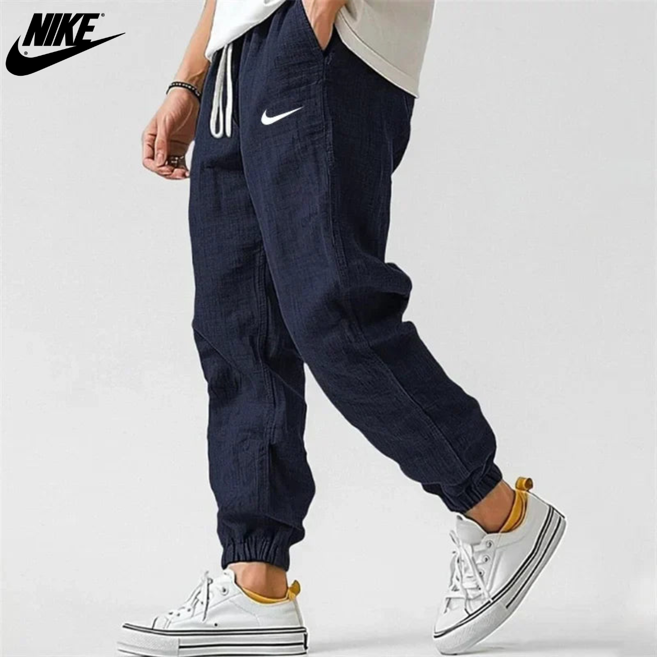 Relaxed Fit Linne Joggerbyxor || Utförsäljning