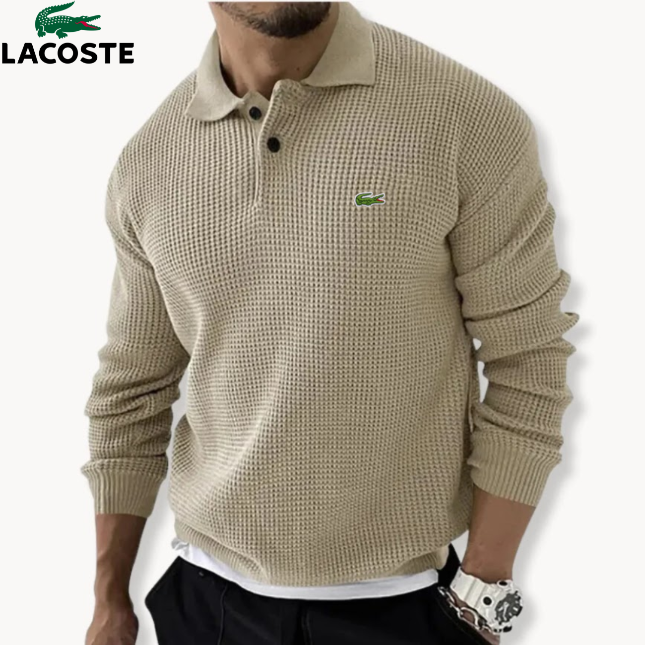 2026 Texturerad Stickad Polo-tröja || Utförsäljning