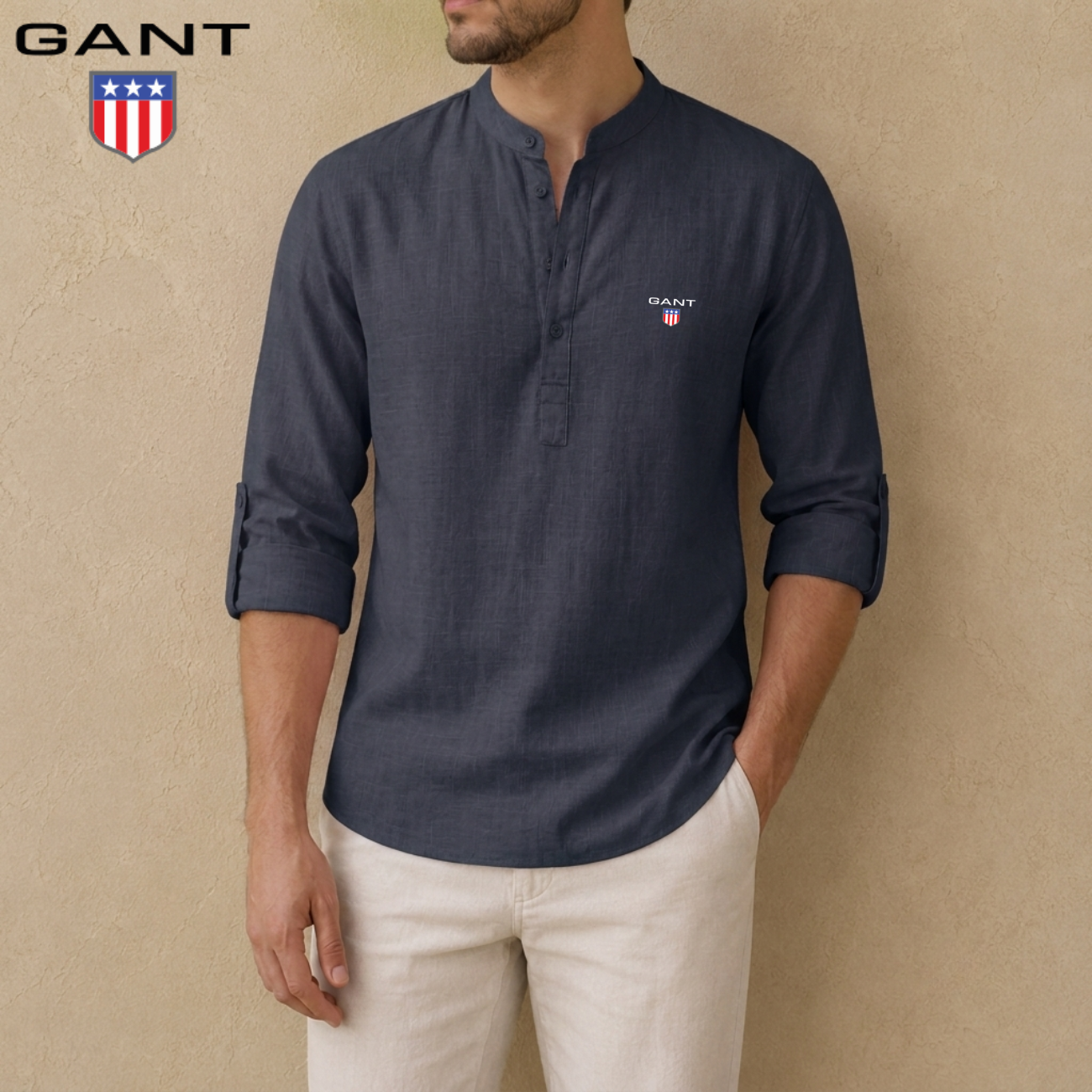 Linen Henley Skjorta || Utförsäljning