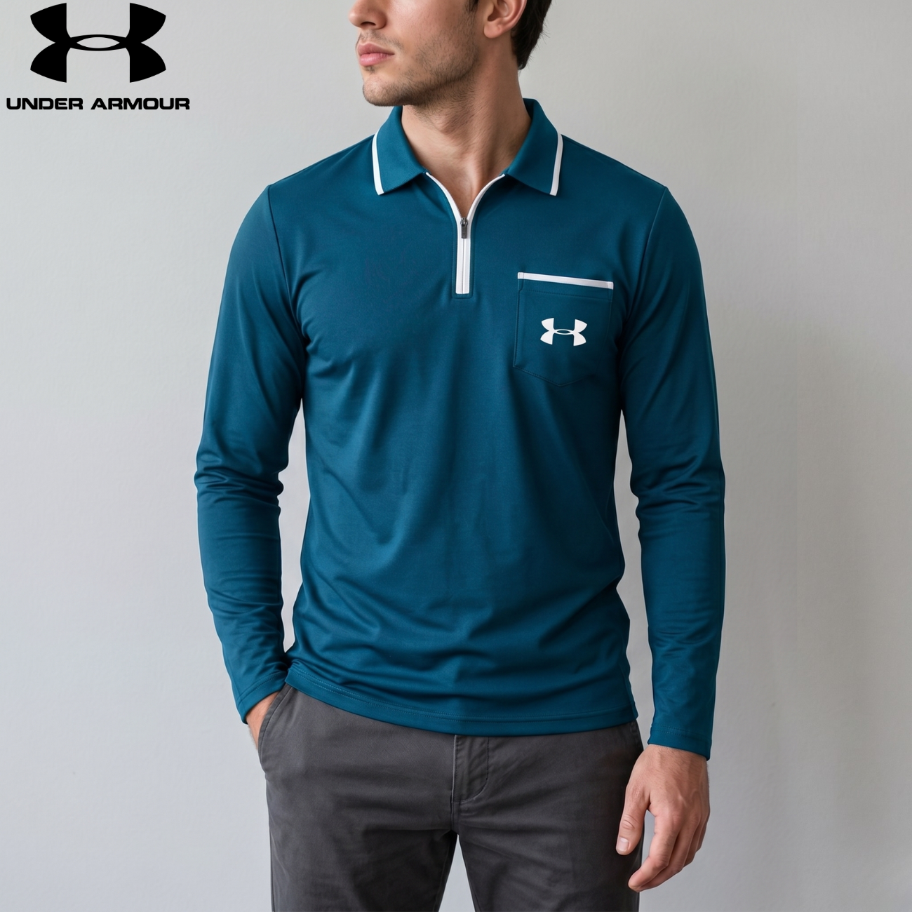 Quarter-Zip Långärmad Polo || Utförsäljning