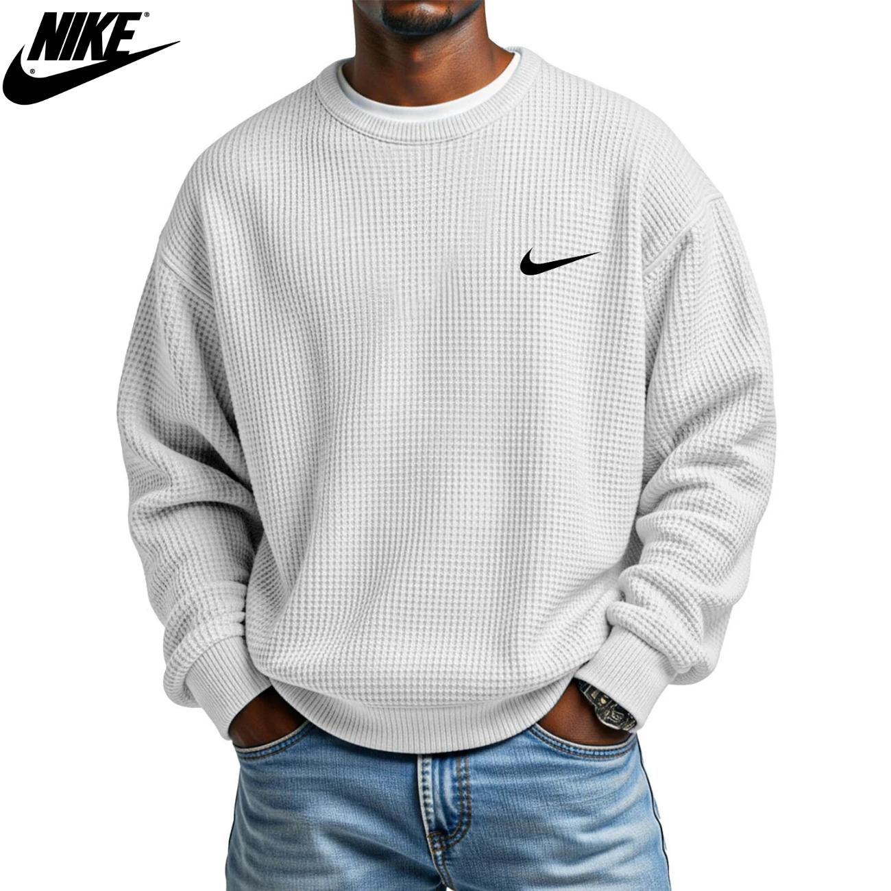 2026 Stickad Crewneck Sweatshirt – Utförsäljning