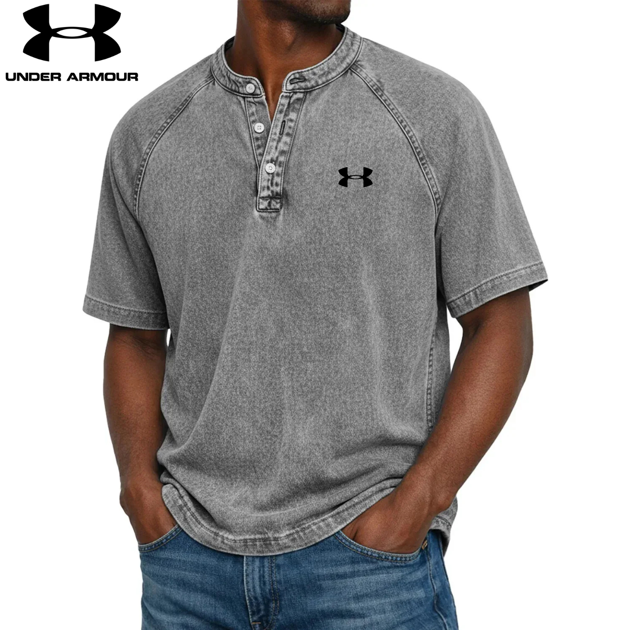 Klassisk Knapp-Hals Henley T-shirt || Utförsäljning