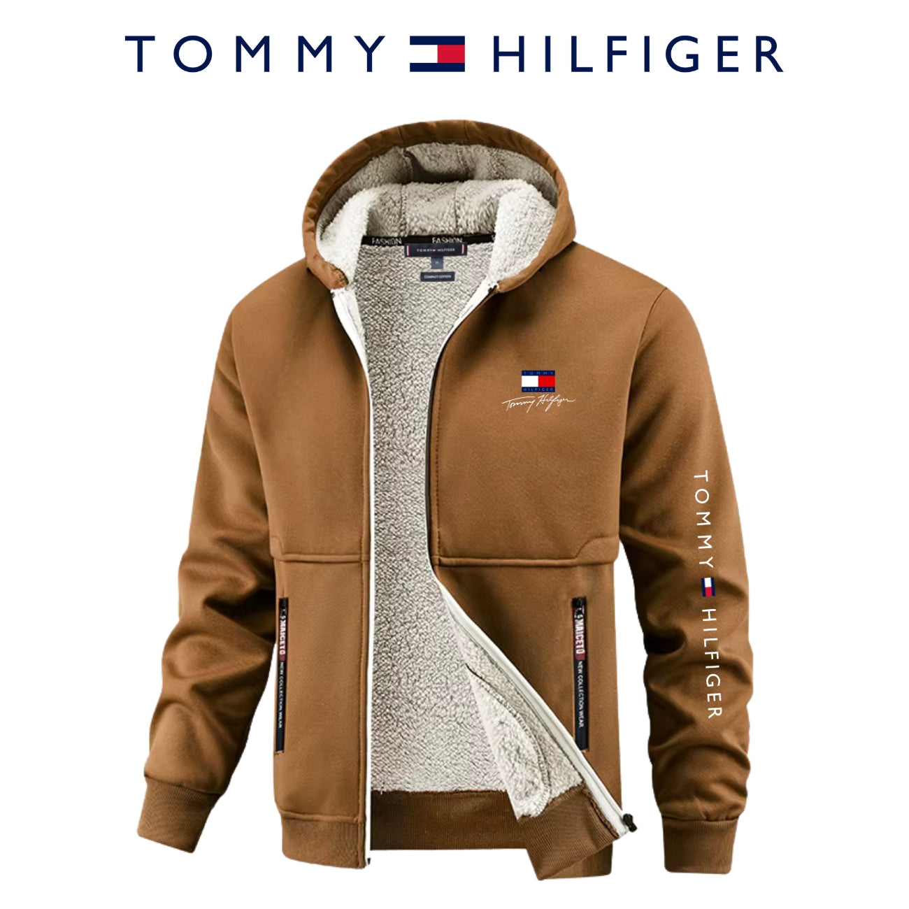 Zip-hoodie med sherpa-foder || Utförsäljning