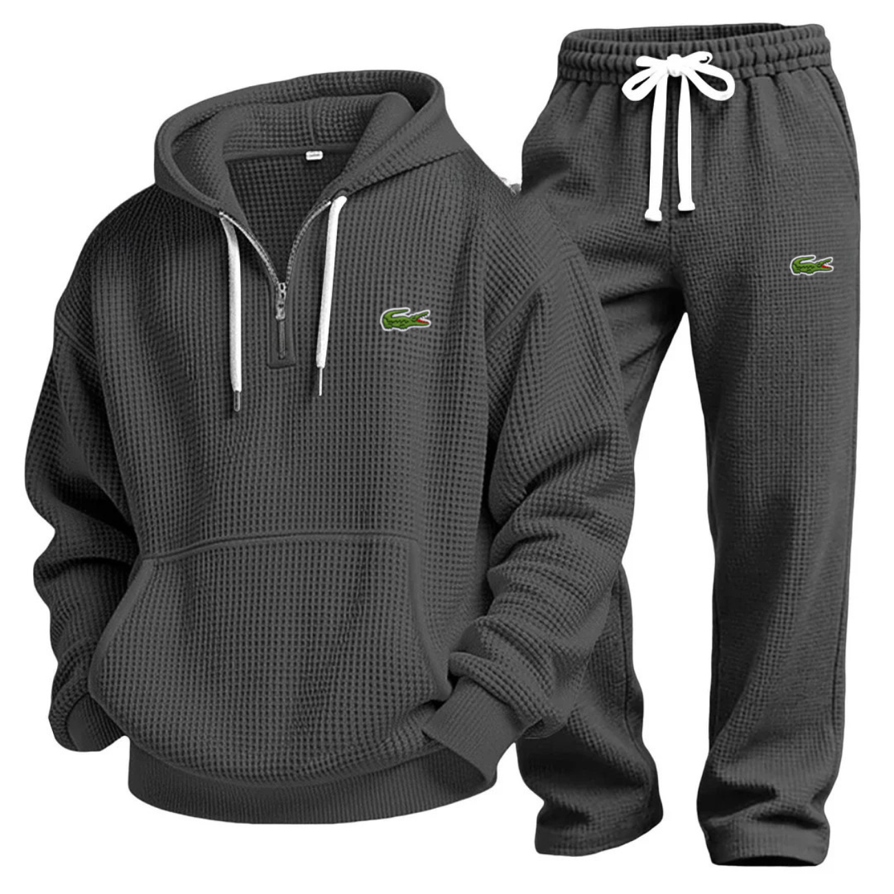 Prestandaset med Våffelstickad Hoodie och Joggingbyxa - Utförsäljning