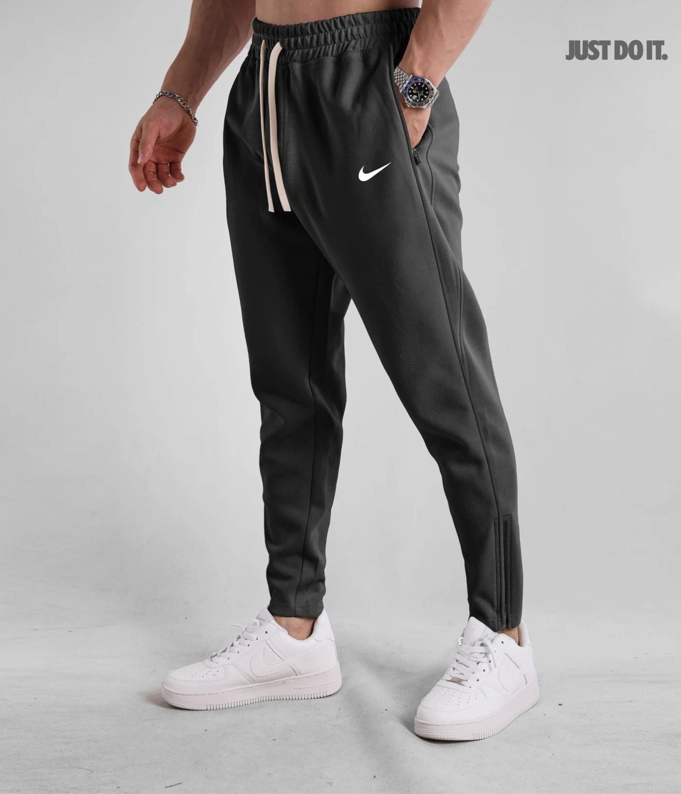 Streetwearbyxor - Med Dragkedja vid Fotleden
