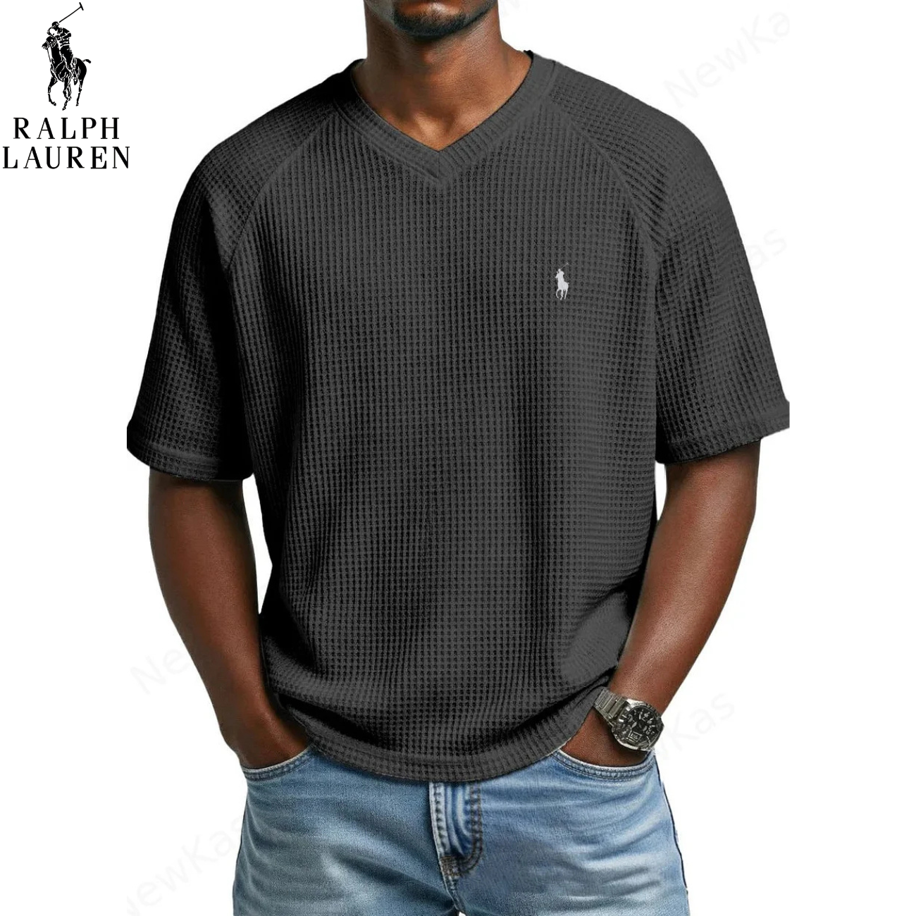 2026 Waffle Stickad V-ringad T-shirt || Utförsäljning