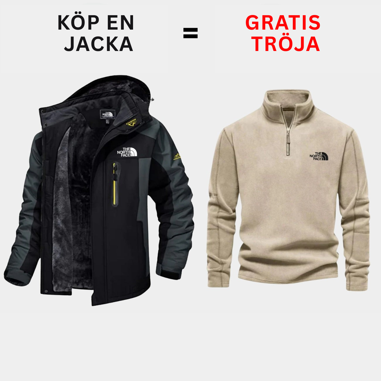 Isolerad utomhusjacka + Gratis tröja — Erbjudande under begränsad tid