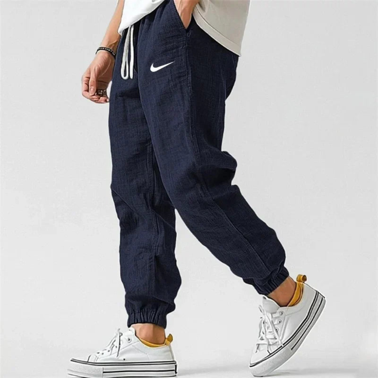 Relaxed Fit Linne Joggerbyxor - Utförsäljning