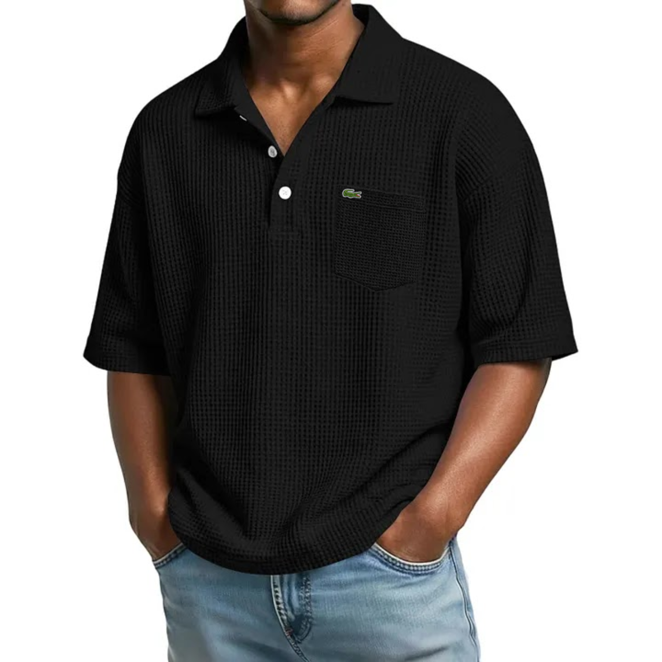 Texturerad Kortärmad Polo - Utförsäljning