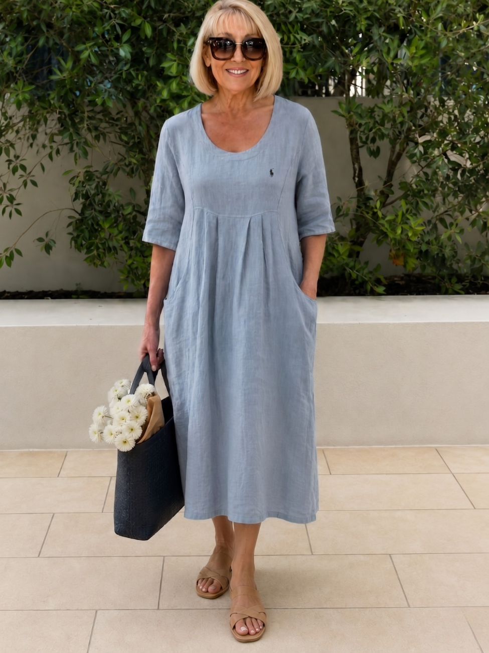 Coastal Linen Veckad Midi - Utförsäljning