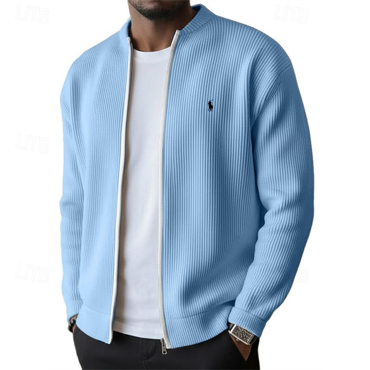 2026 Herrens Ribbade Zip-Up Tröja - Utförsäljning