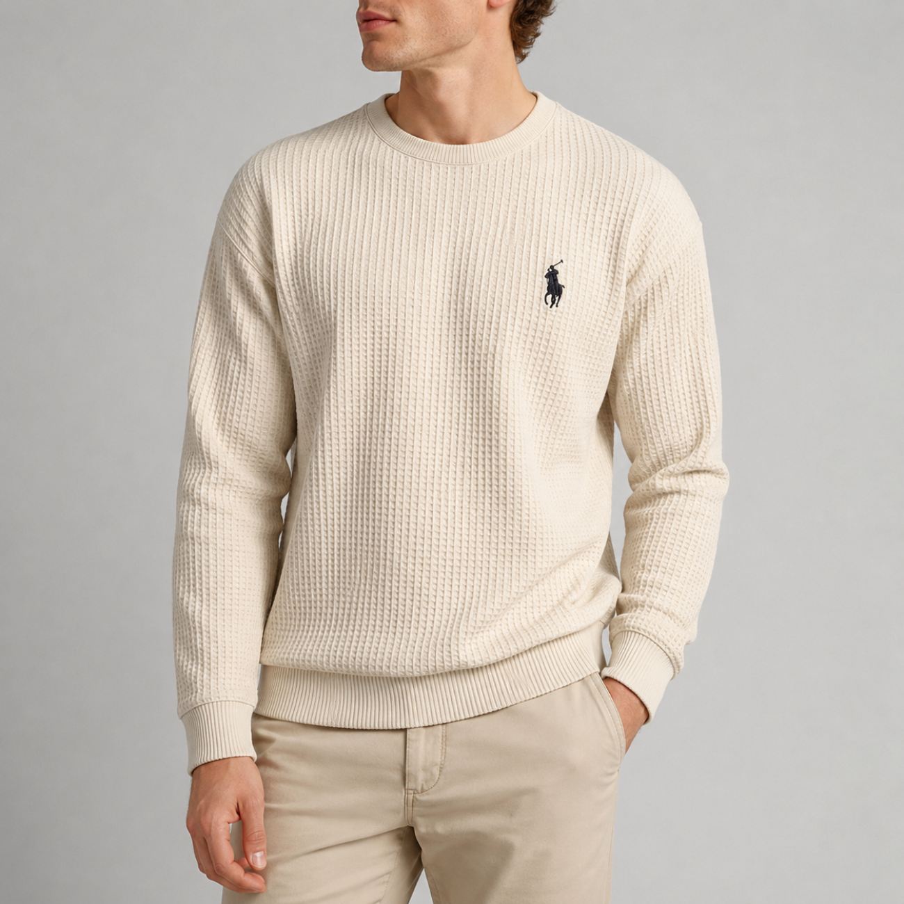 Waffle-Knit Crewneck - Utförsäljning