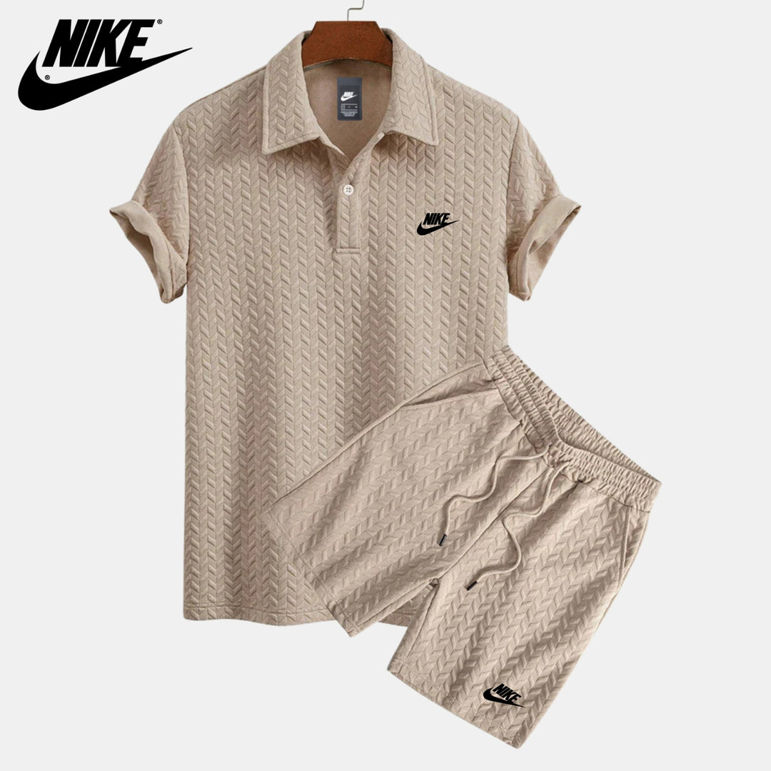 Texturerad Polo- och Shortsset || LAGERRRENSNINGSPRIS