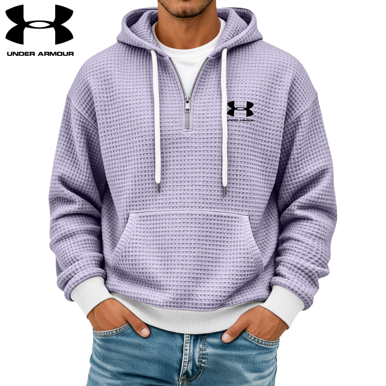 Texturerad Halv-zip Hoodie || Utförsäljning
