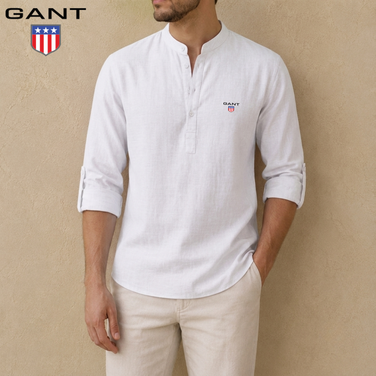 Linen Henley Skjorta || Utförsäljning