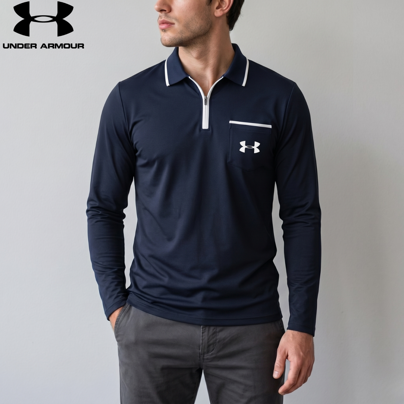 Quarter-Zip Långärmad Polo || Utförsäljning