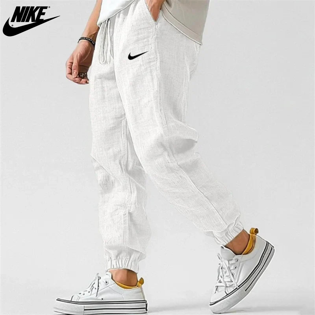 Relaxed Fit Linne Joggerbyxor || Utförsäljning