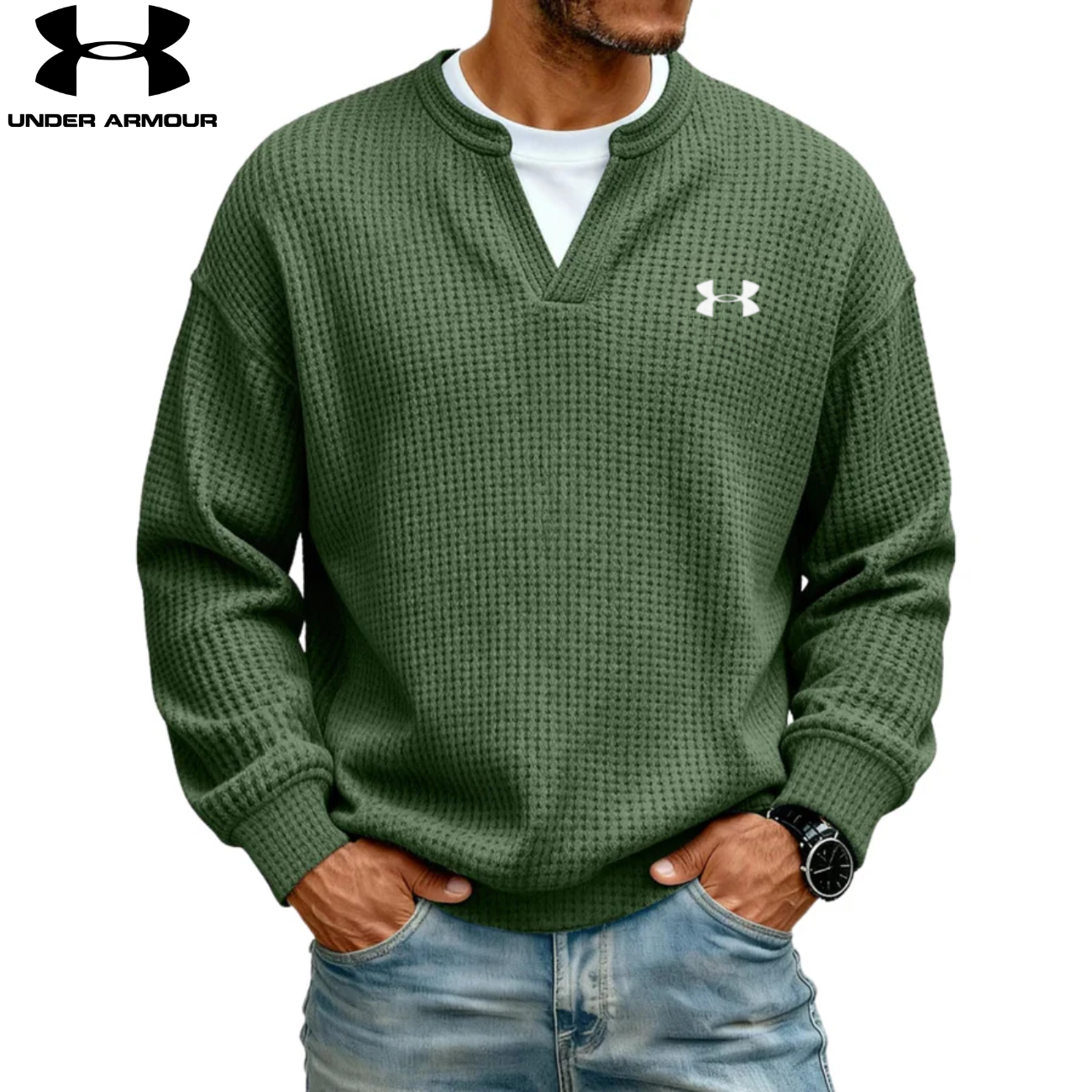 Strukturerad V-ringad Sweatshirt || UTFÖRSÄLJNING