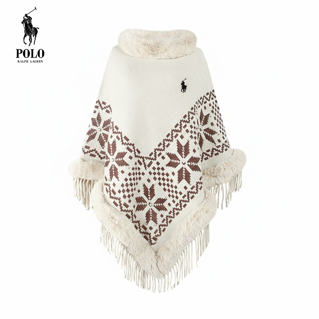 2026 Nordic Lyx Poncho med Pälskant || Begränsad Upplaga