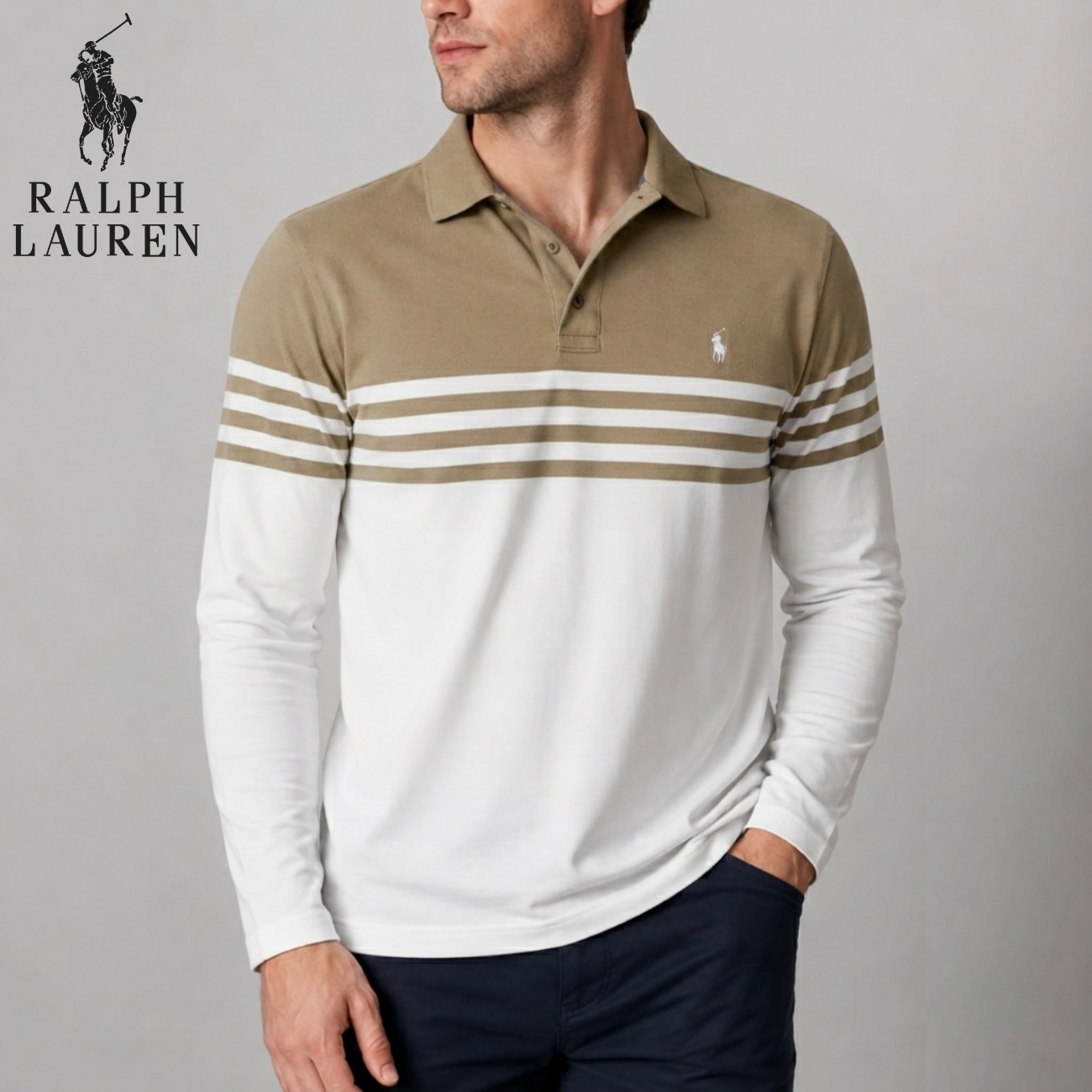 Long-Sleeve Stripe Polo || Utförsäljning