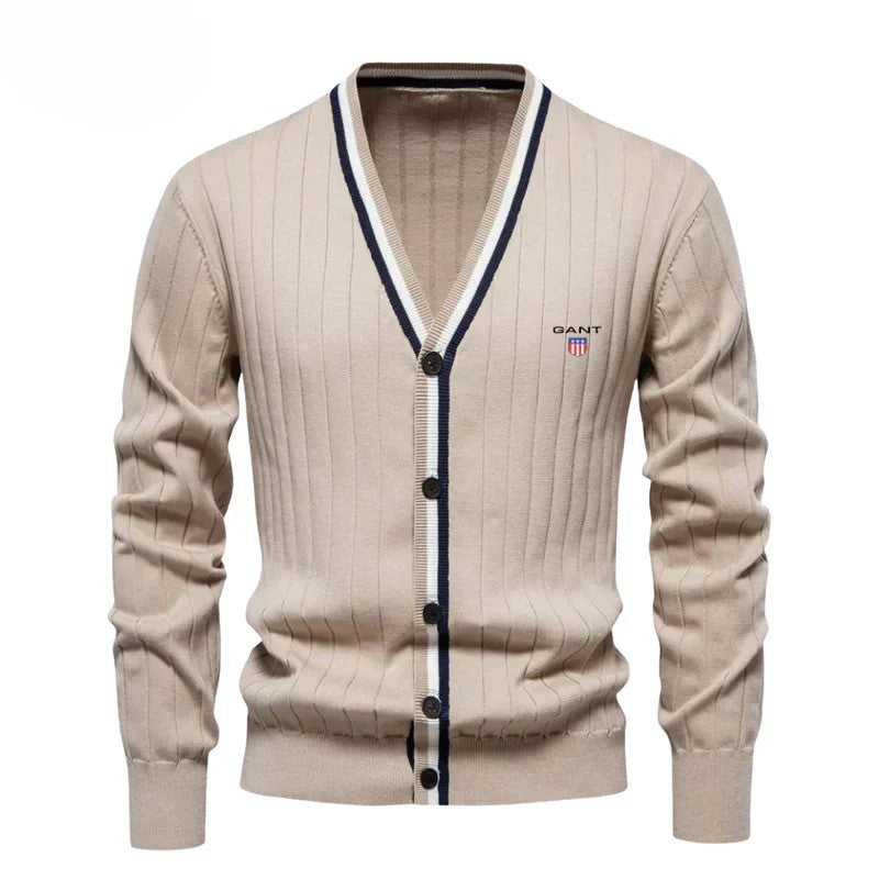 Tidlös Ribbad V-Hals Cardigan || Utrensningsrea