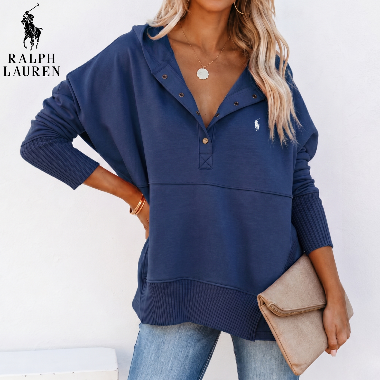 Oversized Snap-Neck Ribbad || Utförsäljning