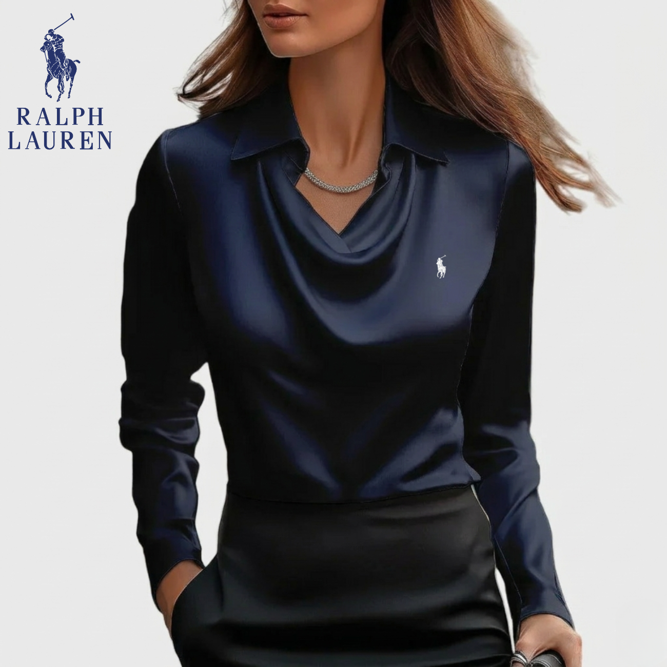 Elegant Satindraperad Blus || Utförsäljning