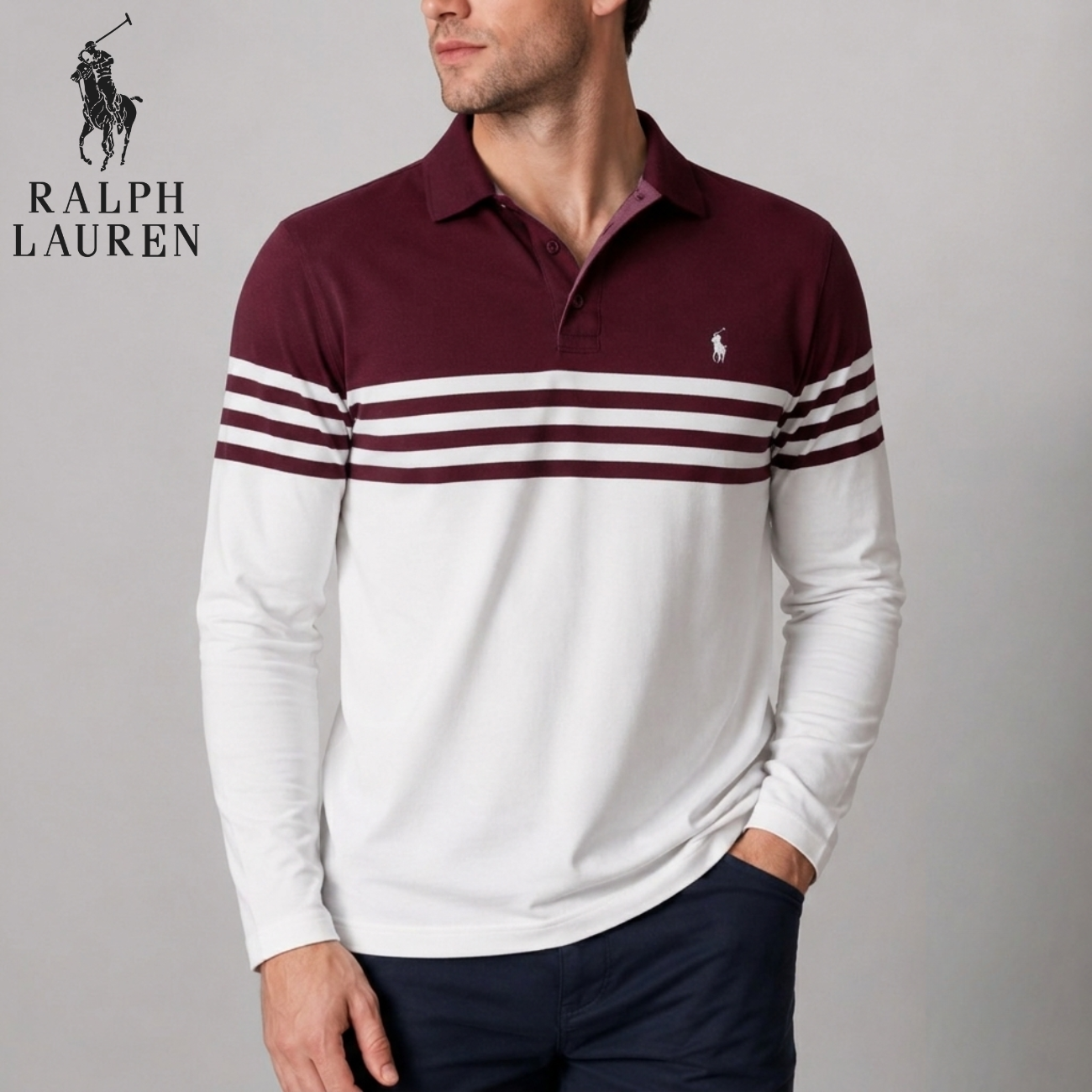 Long-Sleeve Stripe Polo || Utförsäljning