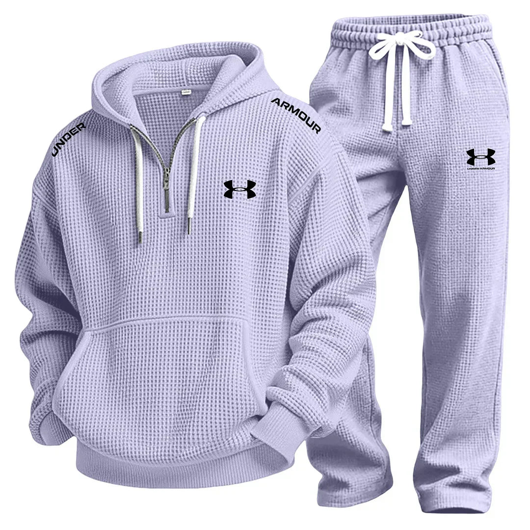 Prestandaset med Våffelstickad Hoodie och Joggingbyxa - Utförsäljning