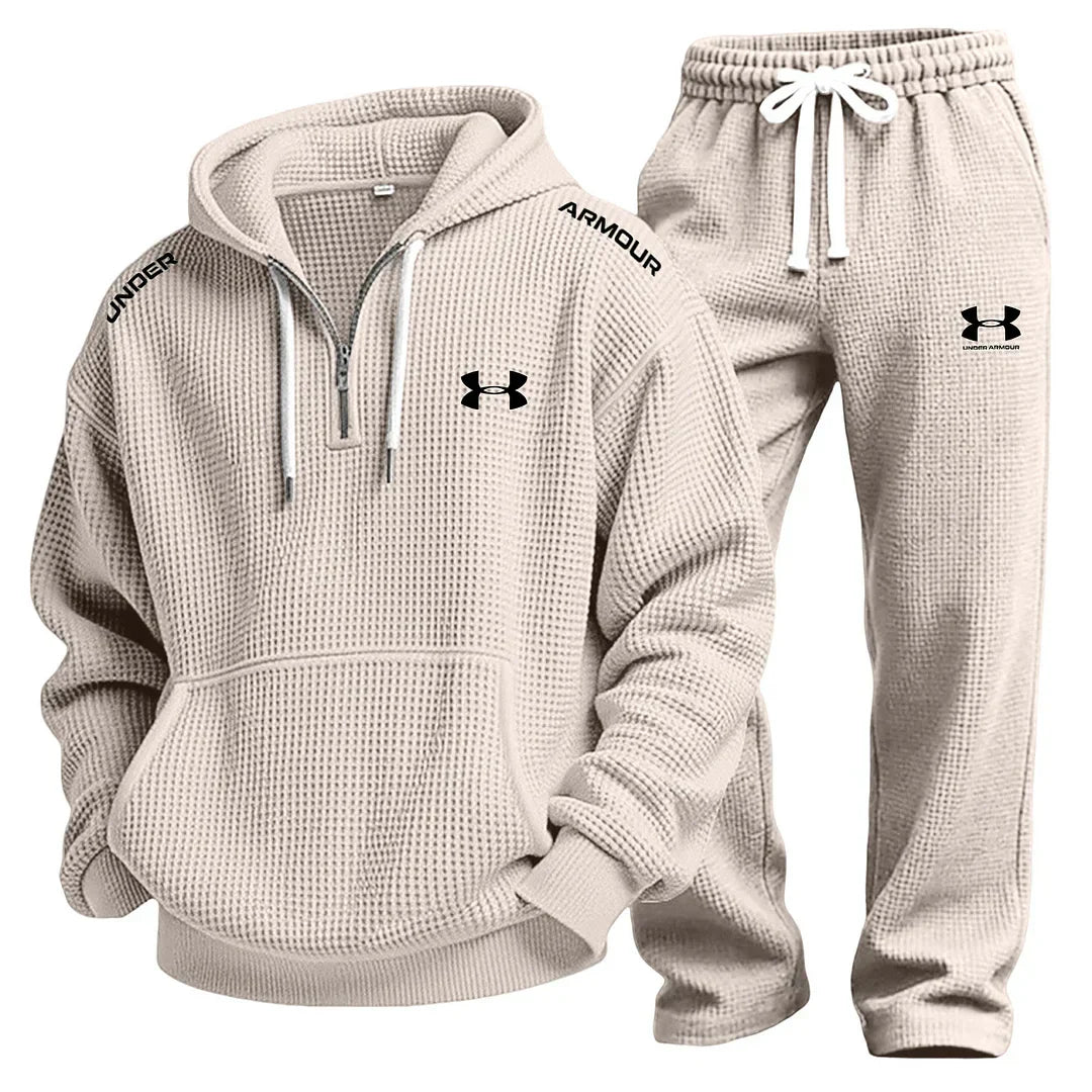 Prestandaset med Våffelstickad Hoodie och Joggingbyxa - Utförsäljning